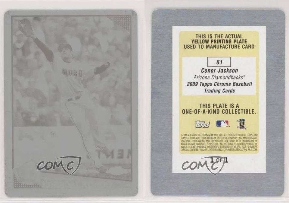 2009 Topps Chrome Printing Plate Yellow 1/1 Conor Jackson #61 0c3 - Image 3 of 3