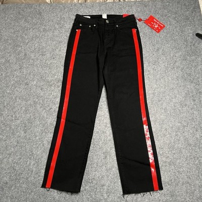 True Religion Womens Starr Mid Rise Cropped Straight Denim Pants Black Size 29