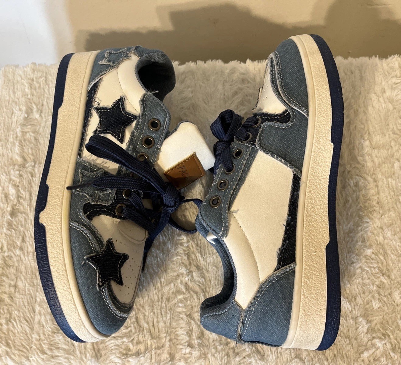SAOLA Scarpe stringate sneakers Paogyh blu denim e stelle ragazzo taglia 39 US 6 5