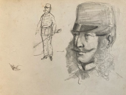 Original XIX Century Portrait Drawing Pencil Sketch Man 1850 Art Study ...