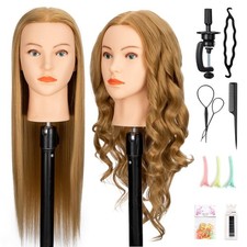 Maniquí Cabeza 80% Cabello Humano 26"-28" Maniquí 20, Marrón Claro