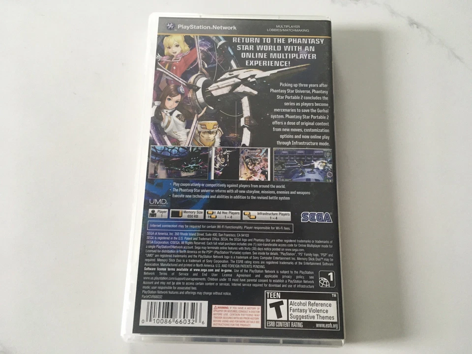Phantasy Star Portable 2 PSP CASE AND MANUAL ONLY NO GAME INCLUDED - Image 3 of 3