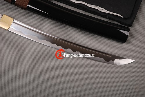 Black Full Tang Short Katana Sword Real Sharp Japanese Samurai Tanto 1095Steel - Picture 12 of 14