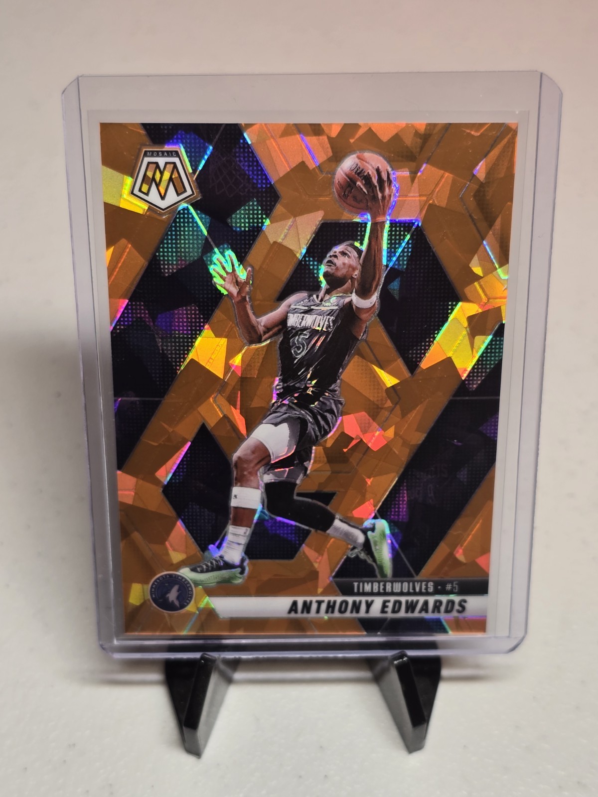 2024-25 Mosaic Anthony Edwards /49 Orange Cracked Ice #36 Minnesota Timberwolves