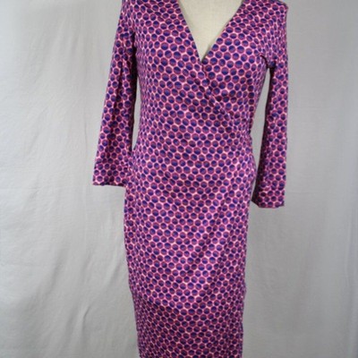Felicity and Coco Women's Bubble Gum Pink & Royal Blue Wrap Dress~Size M
