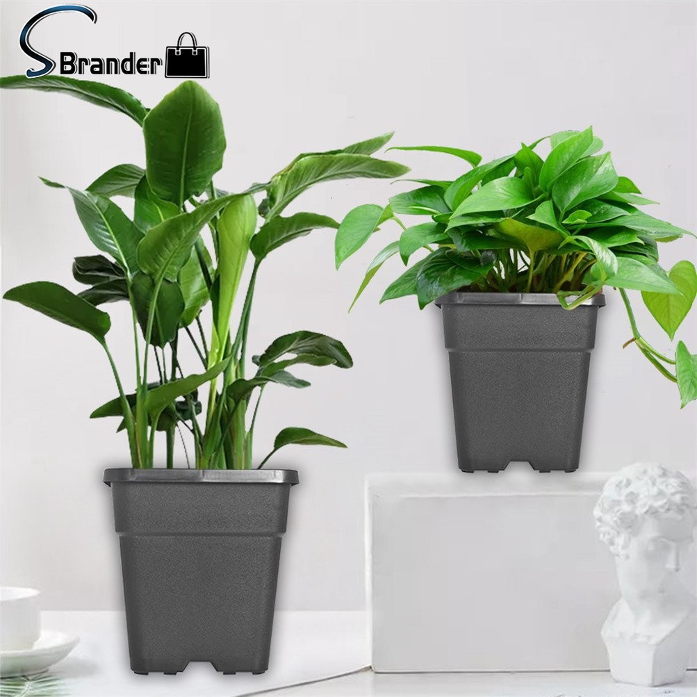 10 Pack 2 Gallon Square Plastic Herb Planter Flower Plant Pots Nursery Pots