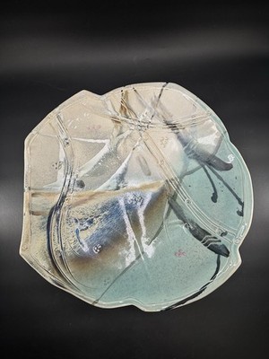 Signed Tauwn Abstract Studio Pottery Charger Large Contemporary Art Ceramic Bowl
