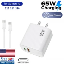 3FT USB-C chargingCable 65W Fast Adapter Duo Wall Charger For Samsung Galaxy S23