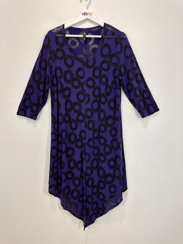 TS Taking Shape Midi Dress Women XXS (AU 12) Purple Sheer Circle Pattern - Picture 1 of 10