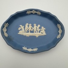 Wedgwood Blue Jasperware Trinket Dish Cherubs Dancing Made in England