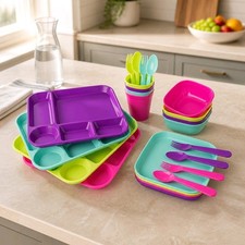Plastic Dinnerware Set For Kids 24-Piece