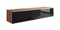 Lowboard Tv-Unterschrank 140Cm Wotan Eiche Schwarz Hochglanz Grifflos 76627805