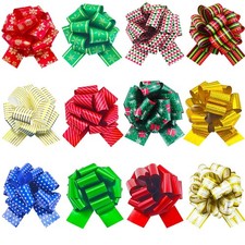 24 PCS 5 Inch Large Christmas Bows For Gift Wrapping Ribbon Pull Basket