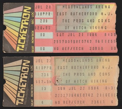 2x TICKET Konzertkarten ROGER WATERS & ERIC CLAPTON USA Concert 1984 PINK FLOYD