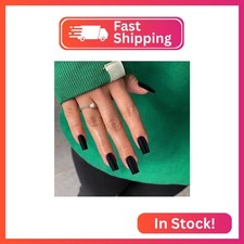 KQueenest Matte Black Press on Nails Long Medium Square, Fake Nails Press ons, G