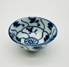 Antike chinesische Qing Porzellan Teeschale Blau Weiss Tofu Marke 18 Jh