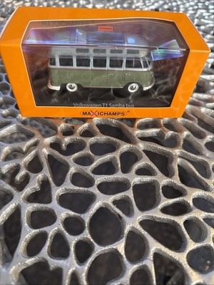 VW T1 Samba Bus 1961 grün grau Modellauto 1:43 Maxichamps Neu Unbespielt