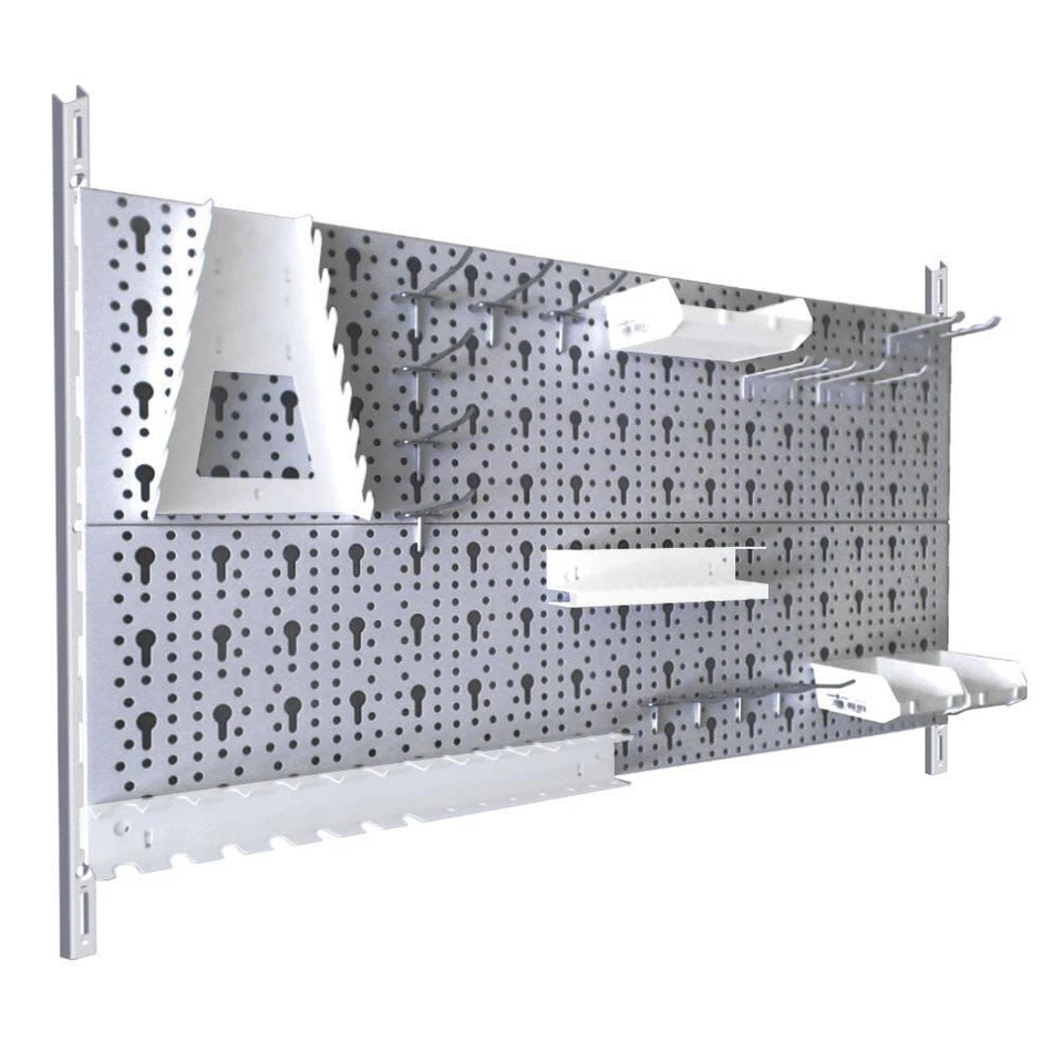 GEBAR 11300-00211= Werkzeugwand 23 teilig Lochwand 800x400mm weißalu Haken Lochwand