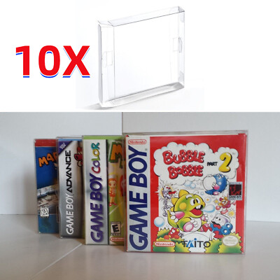 10x Game boy Virtual Color Box Protectors Clear Plastic Sleeve GBA Game ...