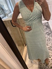 Lands’ End Dress Size XSmall Womens Dress Maxi Green White Double Slit