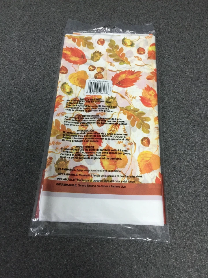Fall Give Thanks Thanksgiving Leaves Plastic 54 x 102 Tablecover M18D - Image 2 of 2