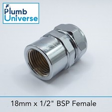 18mm x 1/2" BSP Female Chrome Straight For Riser Rails, Diverters, Shower Valves