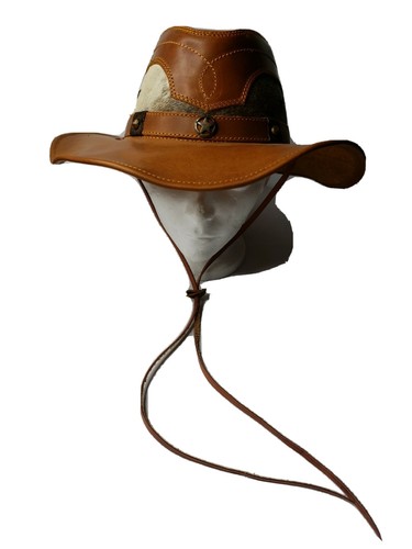 Genuine Leather Cowboy Hat Black Braid 