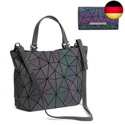 FZChenrry Geometrische leuchtende Geldbörsen und Handtaschen, holografisch,