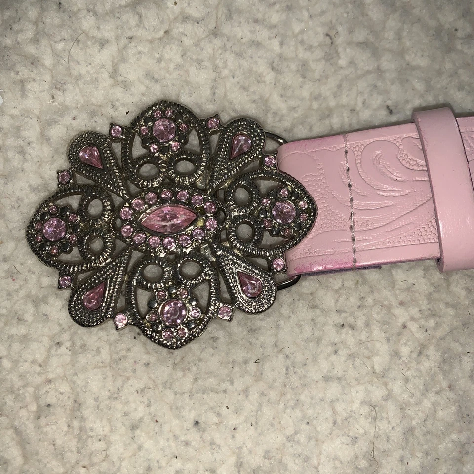 J CREW OUTLET Imitación Cuero Rosa Adornado Estrás Hebilla Talla Med ❤️tw4j Foto 2 de 4