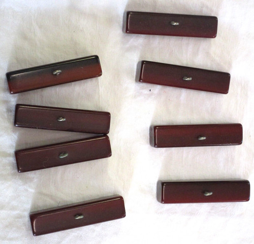 8 Vintage Toggle Buttons Dark Brown Rectangle Wood Shank Buttons 2" X 7/8"