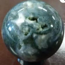 Moss Agate With Druzy Sphere