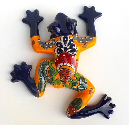 MEXICAN TALAVERA POTTERY FROG SCULPTURE 15" X 14"