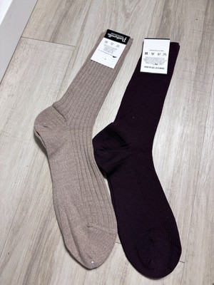Pantherella Packington 5x1 Merino Wool Knit  Socks - Maroon / Neutral 11.5 2 Lot