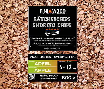 PINI 800 g Räucherchips Apfel 6-12 mm Smoking Chips Räucherspäne