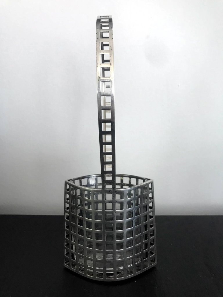 Rare Silver Vase with Glass Insert by Josef Hoffmann for Wiener