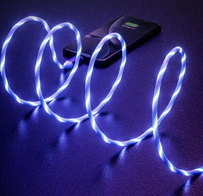 Cabo USB carregamento rápido LED carregador de telefone micro iluminação para iPhone tipo C - Imagem 2 de 4