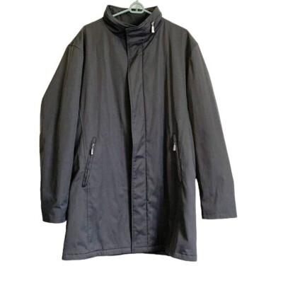 Bugatti Mens Winter Coat SZ 44 XL Gray Packable Zip Hood Water Repellent Quilted