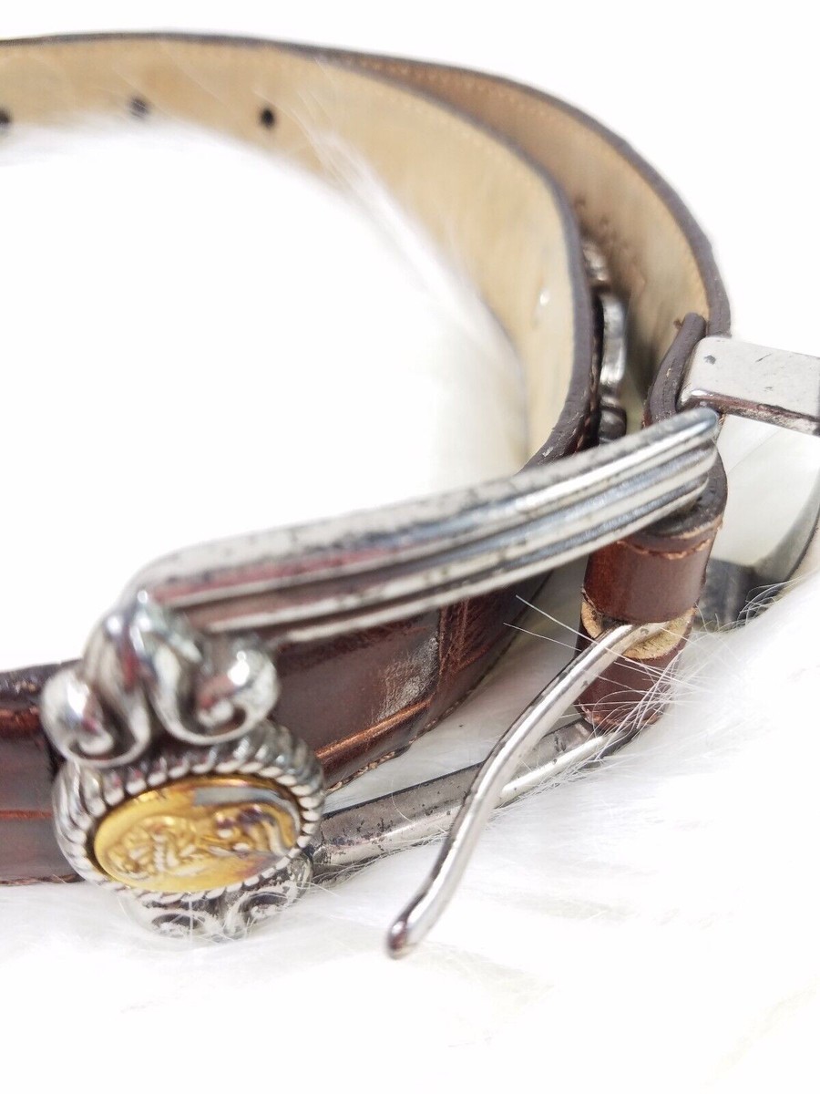 Brighton Museum Women\'s Brown Leather Rhinestone Belt Size Medium Brighton Museum Collection Womens Brown Leather Belt with  main image 3