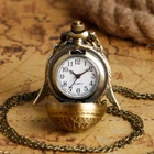 Bronze Round Ball Men Women Quartz Analog Pocket Watch Necklace Chain Gift