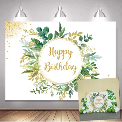 Foglie verdi festa compleanno baby shower riflessi dorati sfondo fotografico