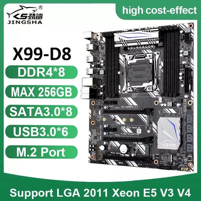 JINGSHA X99 D8 Hauptplatine LGA 2011-3 USB3.0 Unterstützt DDR4 RAM Xeon E5 V3 V4
