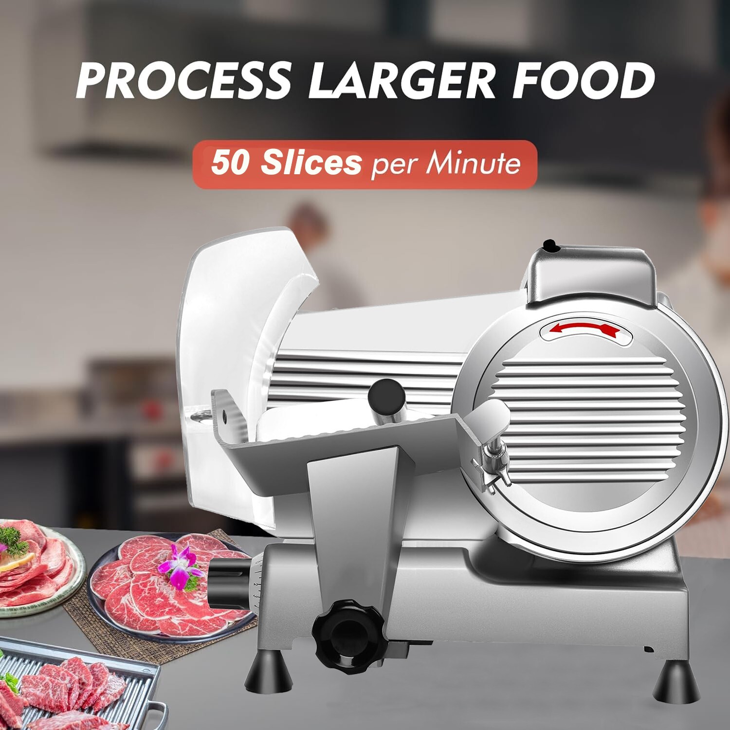 Zomagas Meat Slicer Machine 8.5" 210W Frozen Meat Cheese Deli Slicer Restaurant