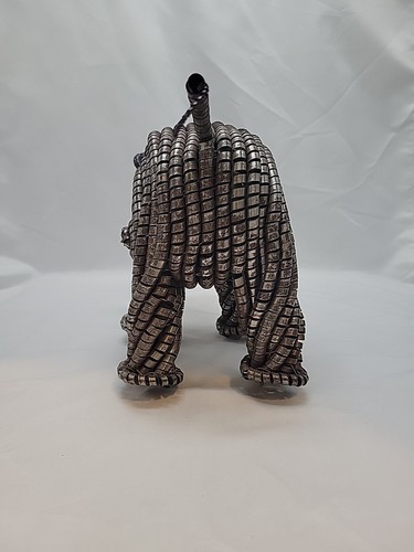 Handmade Lathe Rhino Figurine Recycled Metal Shaving Coil Art - Picture 3 of 15