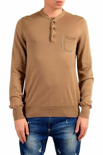 \u0026 Gabbana Men's Brown Henley Sweater 