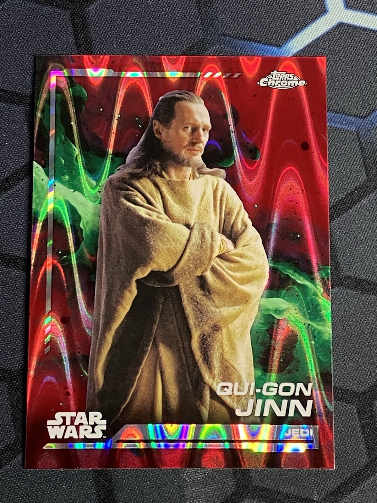 2024 Topps Chrome Star Wars Qui-Gon Jinn Red RayWave Refractor #128 SP