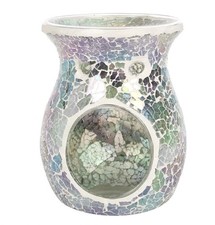 Image of Large Light Blue Iridescent Crackle Oil Burner