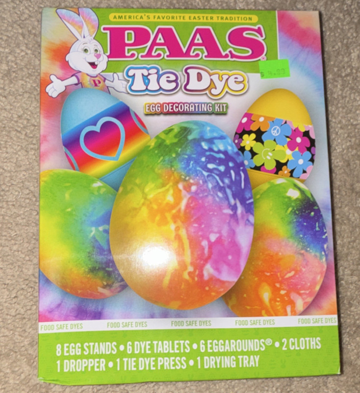 PAAS Tie Dye Egg Decorating Kit with 8 Egg Stands, 6 Dye Tablets, 6 Eggarounds