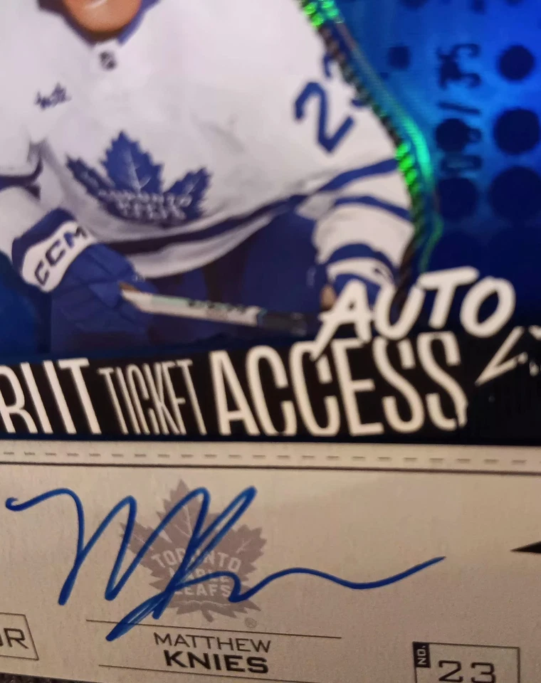 2023-24 CREDENTIALS BLUE DEBUT TICKET AUTOGRAPH ROOKIE MATTHEW KNIES /35 RC AUTO - Image 2 of 3