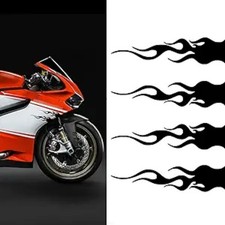 4 PCS 5.9"x1.2" Flame Reflective Stickers, Vinyl Racing Sports Fire Black
