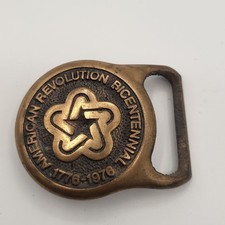 Vintage American Revolution Bicentennial Belt Buckle 1776-1976 Brass Patriotic